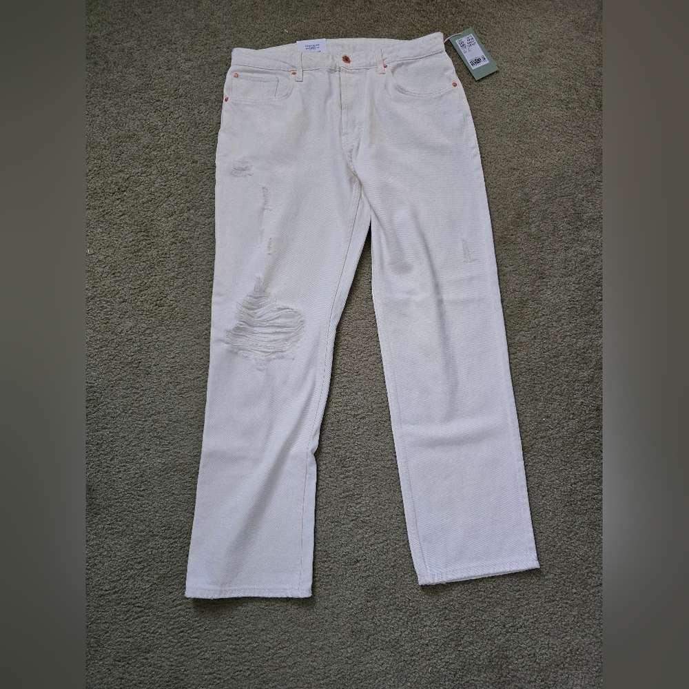 NEW - H&M &Denim 90's Boyfriend Jeans High Waist - Size 10 - WHITE